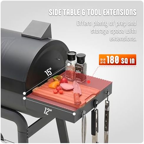 Feasto Heavy-Duty 30-Inch Charcoal Grill with Side Table - Image 4