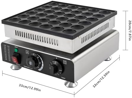 36-Hole Commercial Waffle Maker, 900W Electric Waffle Machine, Stainless Steel Waffle Iron Baker with Non-Stick Coating, 122-572℉ Temperature Adjustable - Image 2
