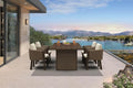 PURPLE LEAF Patio Dining Set 5 PC Aluminum with Olifen Wicker Chair Bronze by PURPLELEAF
