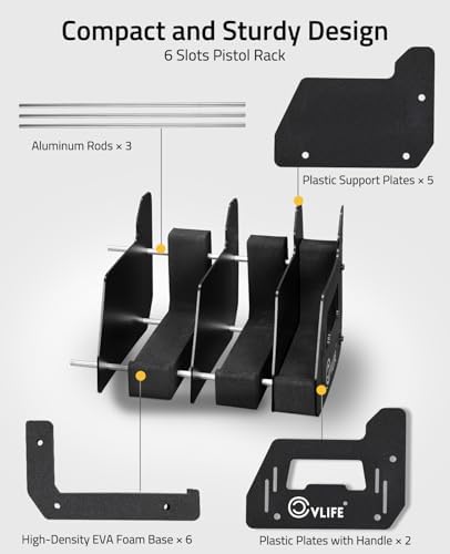 CVLIFE Pistol Rack for Gun Safe Handgun Rack Pistol Holder 6 Slots - Image 2