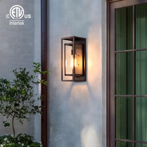 mirrea 14" Modern Outdoor Porch Wall Light, Oil Rubbed Bronze, 2 Pack - Image 2