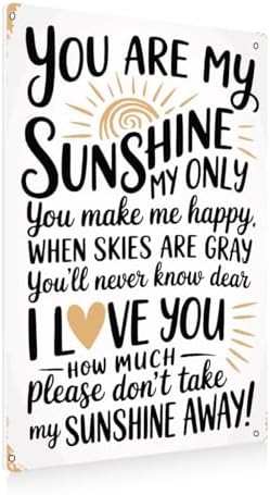 BEASTZHENG You Are My Sunshine Decorative Tin Sign Cream with Gray Lettering Metal Sign, Retro Plaque Poster Home Wall Art by BEASTZHENG