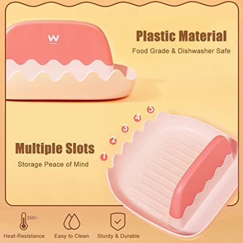 2-Pack Spoon Rest with Lid Holder for Kitchen Countertop (Pink&Green) - Image 3
