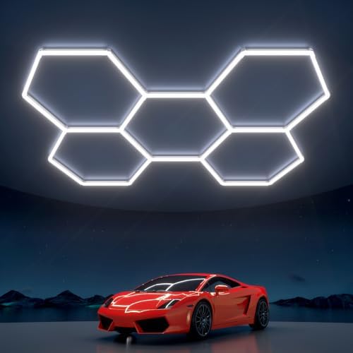 Hexagon Garage Lights: 168W 5 Grids LED Garage Lights - Easy Install 6500K Super Bright Honeycomb Light for Workshop Warehouse Car Detailing Shop Exhibition Hall Gym by WelcometovisitLitezone