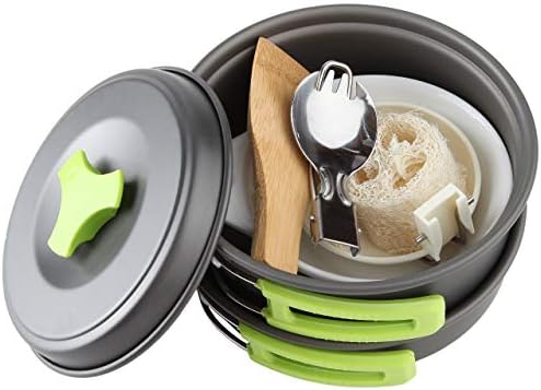 MalloMe Camping Cookware Mess Kit for Backpacking Gear – Camping Cooking Set - Camping Pots and Pans Set - Backpacking Stove/Portable Stove Compatible - Camp Kitchen Equipment Accessories Pot - Image 3