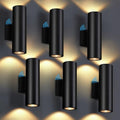DAKAFUL Dusk to Dawn Outdoor Lighting Sensor Wall Lights 6 Packs, 12W 2700K Integrated LED Cylinder Up Down Lights Outdoor, IP65 Waterproof Aluminum Wall Sconce Exterior Wall Light for Porch Patio. by DAKAFUL