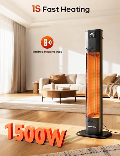 VAGKRI Outdoor Heater, 1s Instant Heating 42in Infrared Patio Heaters, 9 Heat Levels, 24H Timer, IPX5 Waterproof Electric Patio Heaters for Garden, Deck, Restaurant, Garage, Indoor & Outdoor Use - Image 2