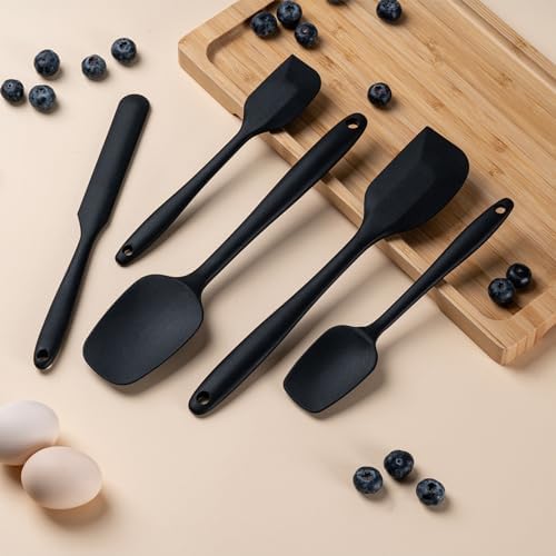 Silicone Spatula Set,5 Piece Food Grade Rubber Spatulas,Grey - Image 7