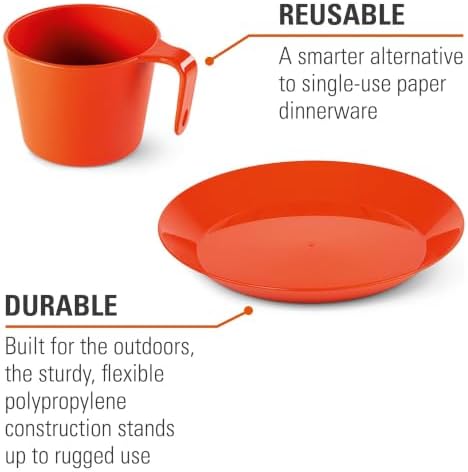 GSI Outdoors Cascadian Table Set I 6-Piece Camping, Backpacking Mess Kit, Plastic BPA Free, Plate, Bowl, Mug, Cup & Cutlery Set - Image 3
