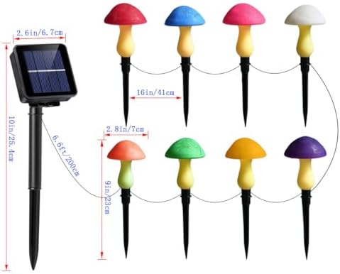 Solar Garden Decor Lights 8 Crack Mushrooms Outdoor Decor Stake Lights, Waterproof Solar Pathway Light Gardening Gifts for Garden Gnomes Backyard Flower Bed Christmas Decorations - Image 7