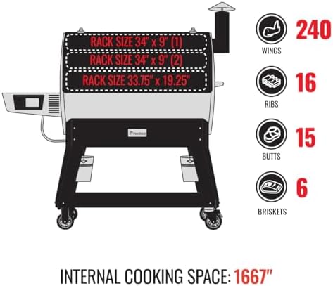 recteq Pellet Grill Smoker - Flagship 1600, Wood Pellet Smoker, BBQ, Wi-Fi Smart Grill, 1667 Sq. In. Cook Space, 40 lb Hopper - Image 6