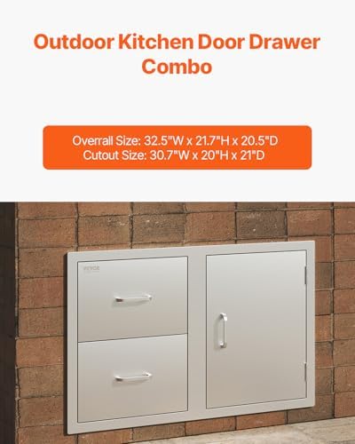 VEVOR Outdoor Kitchen Drawers 32.5" W x 21.7" H x 20.5" D Stainless Steel - Image 4