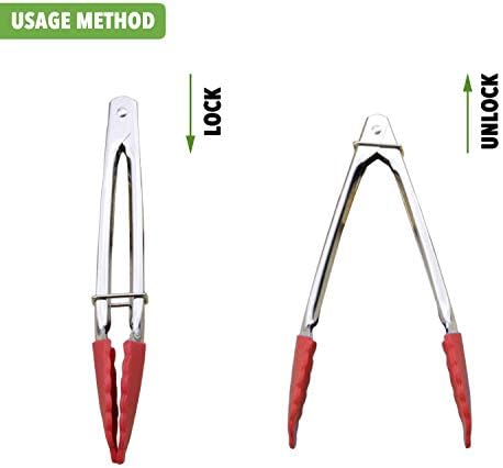 HINMAY Small Tongs with Silicone Tips 7-Inch Mini Serving Tongs, Set of 6 - Image 4