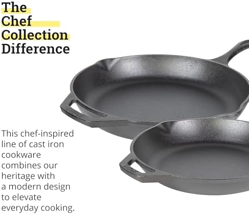 Lodge Chef Collection Cast Iron Skillet Set, 10 Inch and 12 Inch - Image 5
