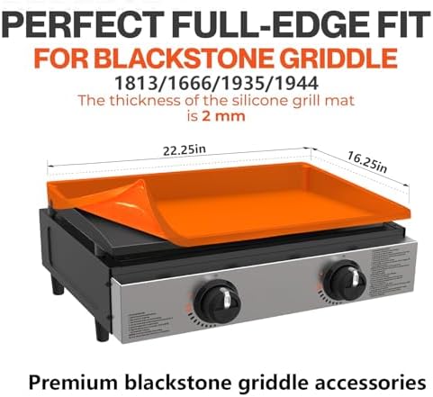 22" Upgraded Extra-Thick Silicone Griddle Mat for Blackstone 22 Inch Grill, Full-Wrap High Lip, Anti-Slip Grip-Fit, Food-Grade Protection Grill Cover to Keep Dirt/Pest Off & Help Reduce Rust - Image 2
