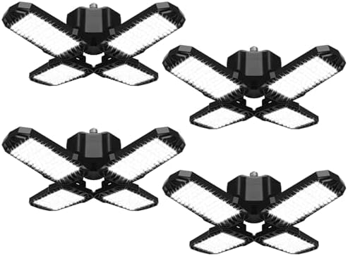 4 Pack LED Garage Light, 150W 15000LM 6500K LED Shop Lights, Garage Lights Ceiling Led with 4 Deformable Panels, Screw in E26/E27 Bulb Socket for Warehouse, Basement, Attic, Barn, High Bay Lighting by AUDLES