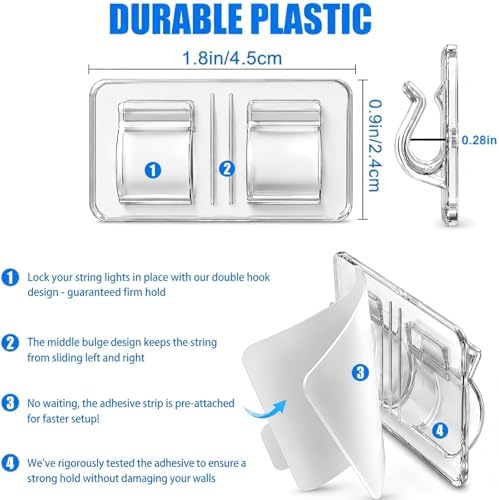 Hooks for Outdoor String Lights Clips: 26Pcs Double Hooks for Hanging - Image 2