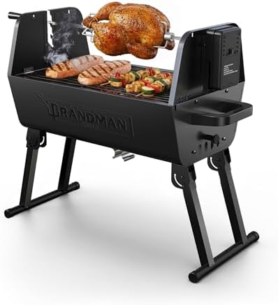 BRANDMAN GRILLS SINCE 1987 2 in 1 Portable Charcoal BBQ Rotisserie Grill by BRANDMANGRILLSSINCE1987