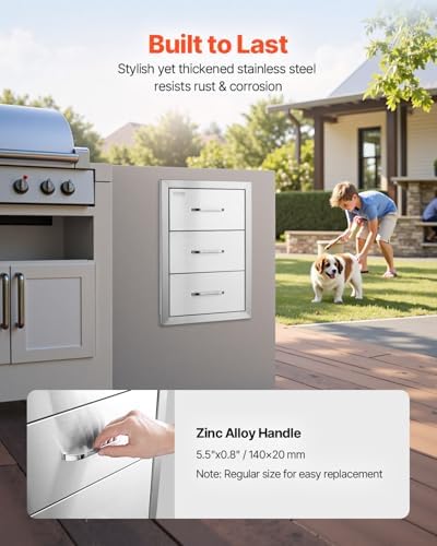 VEVOR Outdoor Kitchen Drawers 16"W x 21.5"H x 18"D Stainless Steel - Image 6