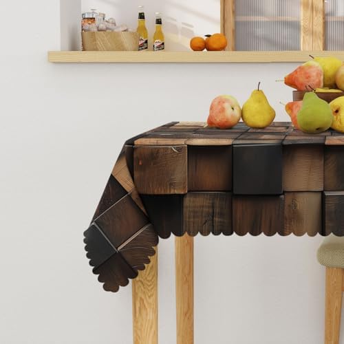 Vintage Wooden Tablecloth 54x54 Inch Square Modern Rustic Wood Farmhouse Tablecloths Polyester Table Cloth for Holiday Parties Kitchen Dining Indoor Outdoor - Image 3