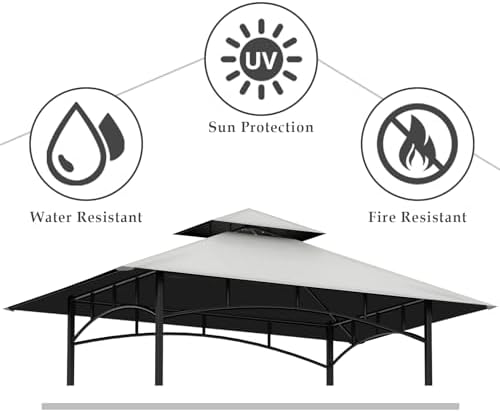 5' x 8' Grill Gazebo Replacement Top, Gray Canopy Top Cover Only - Image 2