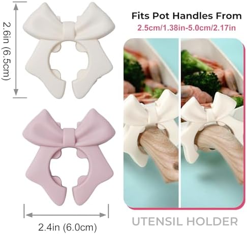 Bow Spoon Holder Cute Spoon Rest for Stove Top, Steam Releaser & Lid Lifter – Heat Resistant Silicone Cooking Gadget, Cute Kitchen Accessories, Gift for Home Cooks - Image 3