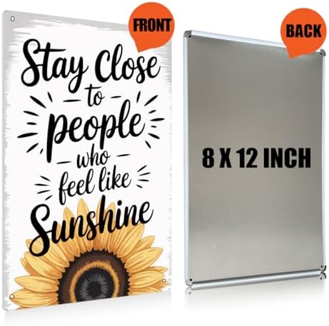 BEASTZHENG Metal Tin Sign Sunflower Gifts for Women Decor Kitchen Office Home Tin Sign Birthday Thank You Friendship Gifts Farmhouse Desk Sunflower Decorations for Home Wall - Image 2