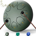Rain Drum for Outside Garden, 6 Inches 8 Notes Steel Tongue Chakra Drums, Waterproof Meditation Rain Chime, Musical Instruments for Adult Gift with Bag, Music Book, Drum Mallets (Green) by INNOWARMER