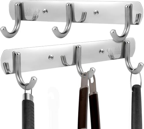Grill Hooks for Utensils, Heavy Duty BBQ Utensil Rack with Screws - 2 Pcs by Skywin