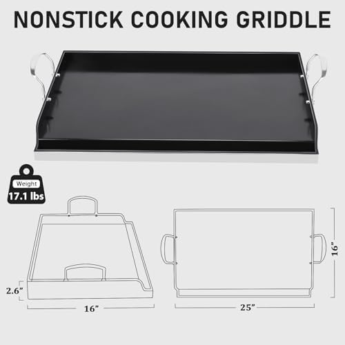 Utheer 25 x 16 Stainless Steel Griddle, Ceramic Nonstick for Gas Grill - Image 2