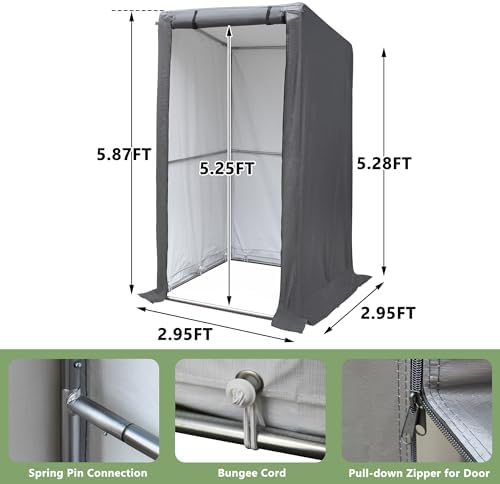 3x3 Ft Outdoor Storage Shelter Shed, Waterproof Heavy Duty Storage Shed with Roll-up Zipper Door and Sloping Roof, Portable Storage Tent for Tool Shed, Bike, Gray - Image 2