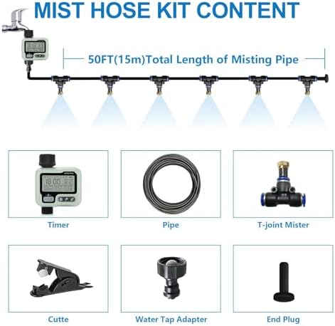 Misting Cooling System,Outside Misters + Timer for Outdoor Patio,80Ft|24M - Image 6