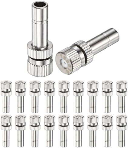 M METERXITY 20-Pack Brass Misting Nozzles, 0.031"/0.8mm Orifice Mister Replacement Heads for Outdoor Cooling System/Landscaping/Humidification/Greenhouse, 6mm Low-Pressure Fog Sprayer Nozzle by MMETERXITY