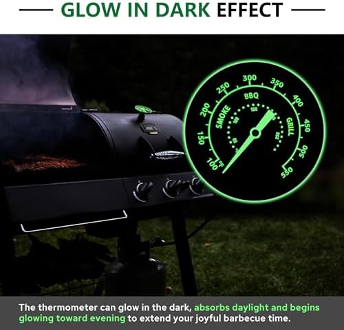 Accurate Grill Thermometer 2 Pcs for Oklahoma Joe’s Smoker, 3695528R06 for Longhorn/Highland Offset Smokers, Glowing Temperature Gauge for Charcoal/Wood/Pellet Grills with 13/16” mounting Hole - Image 6