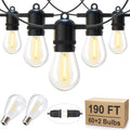 Brightown Outdoor String Lights 190FT with 60+2 Shatterproof Edison Bulbs, Waterproof Hanging Patio Lights Outside for Backyard Deck Garden Party Xmas Decor, 2700K by Brightown