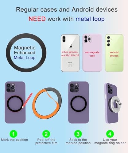 Magnetic Phone Ring Holder for MagSafe, Glitter, White - Image 5