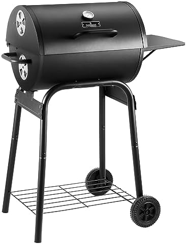 Charcoal Grill with Side Table,Barrel BBQ Grill 500 Sq In Cooking Area by DNKMOR