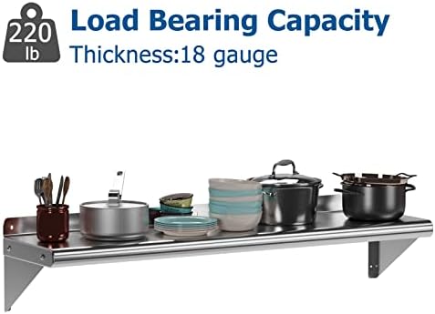 Garvee 12 in x 48 in Stainless Steel Shelf NSF Certified Appliance & Equipment Metal Shelving Mount Shelf with Backsplash for Kitchen, Restaurant, Garage, Laundry, Utility Room - Image 5