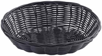 TableCraft Oval Black Woven Plastic Serving Baskets 9 x 6 Inch (Set of 12) - Durable Polypropylene Bread Basket Bulk Pack for BBQ, Grill Out, Fries, Chips, Burgers, Fast Food & Restaurant Cookouts by TableCraft