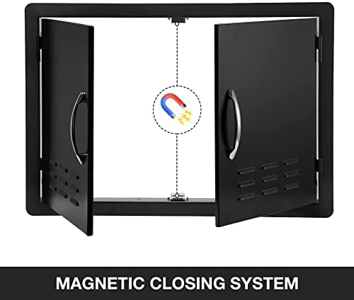 Stanbroil 30" x 21" Double Access Door for Outdoor Kitchen, Black Steel - Image 4