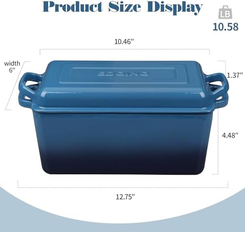 EDGING CASTING Enameled Cast Iron Dutch Oven, Oblong Bread Oven for Sourdough Bread Baking, Baking Pan, Dual Handles, Oven Safe, 4 Quart, Lake Blue - Image 2