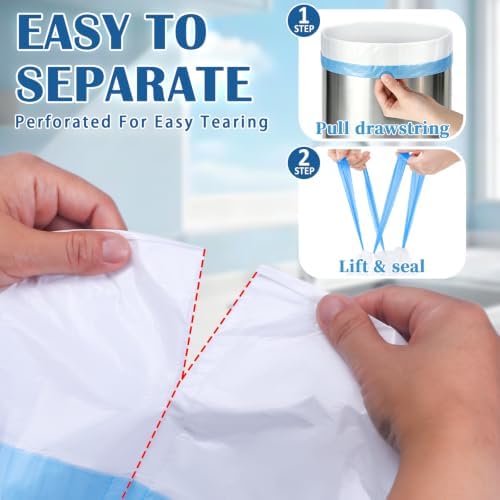 BYSNOW 4 Gallon 300 Counts Small Drawstring Trash Bags, Clear Garbage Bags - Image 3