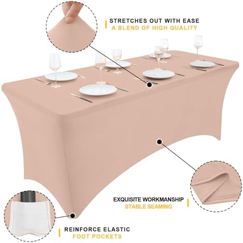 Smiry 2 Pack Spandex Table Cloth 4FT, Elastic Fitted Nude Tablecloth - Image 2