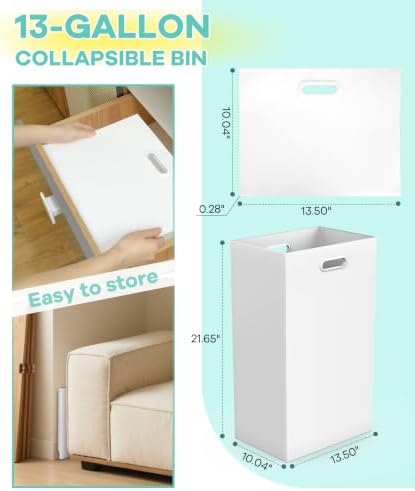 4 Pack 13 Gallon Disposable Trash Cans,13.5" L x 10.0" W x 21.7" H, White - Image 4