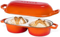 Dutch Oven For Sourdough Bread Baking – Enamelled Cast Iron Bread Loaf Pot – 500°F Oven Safe Non Stick Bread Pot – Double Round Loaf Space, 16.5cm Diameter, Orange, – by Nuovva by Nuovva