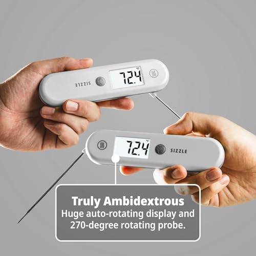 ThermoWorks Sizzle Digital Meat Thermometer – Instant Read in 2 Seconds, Waterproof, Folding Probe with Magnetic Back, Auto-Rotating Backlit Display, for Cooking Food, Grill & BBQ - Nautical Blue - Image 2