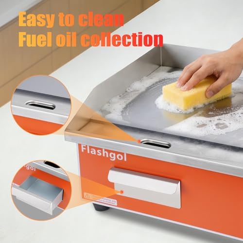 21.6" Stainless Steel Electric Countertop Griddle,110V 1500W Adjustable Temperature Control Flat Top Smokeless Cooking Non-Stick Grill for Resturant,Indoor,Kitchen,Outdoor,Camping,Commercial - Image 6