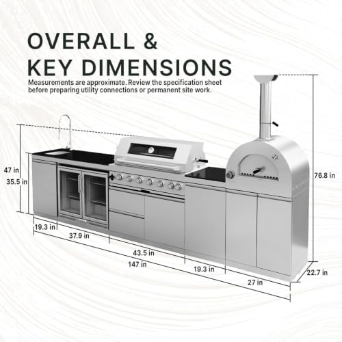147" Modular Outdoor Kitchen,120,000 BTU,Propane Grill with Pizza Oven. - Image 2