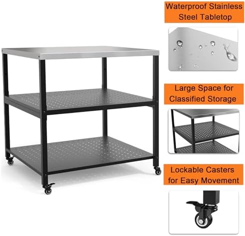 Mimiuo 31.5" Square Pizza Oven Stand, Stainless Steel Modular Table - Image 3