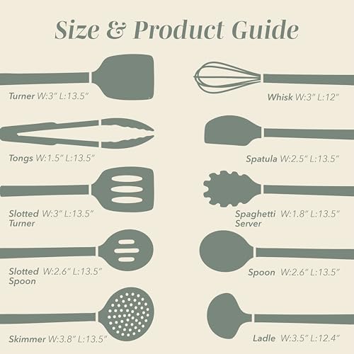 COOK WITH COLOR Silicone Cooking Utensils, Kitchen Utensil Set, Easy to Clean Silicone Kitchen Utensils, Cooking Utensils for Nonstick Cookware, Kitchen Gadgets Set, 10 Pieces, Mint - Image 6